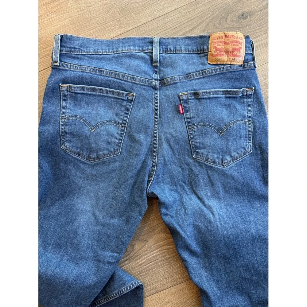 Levis 559 Jeans Relaxed Straight Fit Men's Jeans 34x32 Medium Wash Blue Denim